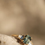 Alice Emerald Cut Australian Sapphire & Baguette Diamonds Engagement Ring