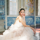 Bride with wedding dress and Gold Plated Earrings