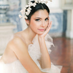 Bride with wedding dress and Gold Plated Earrings