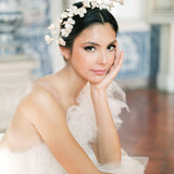 Bride with wedding dress and Gold Plated Earrings