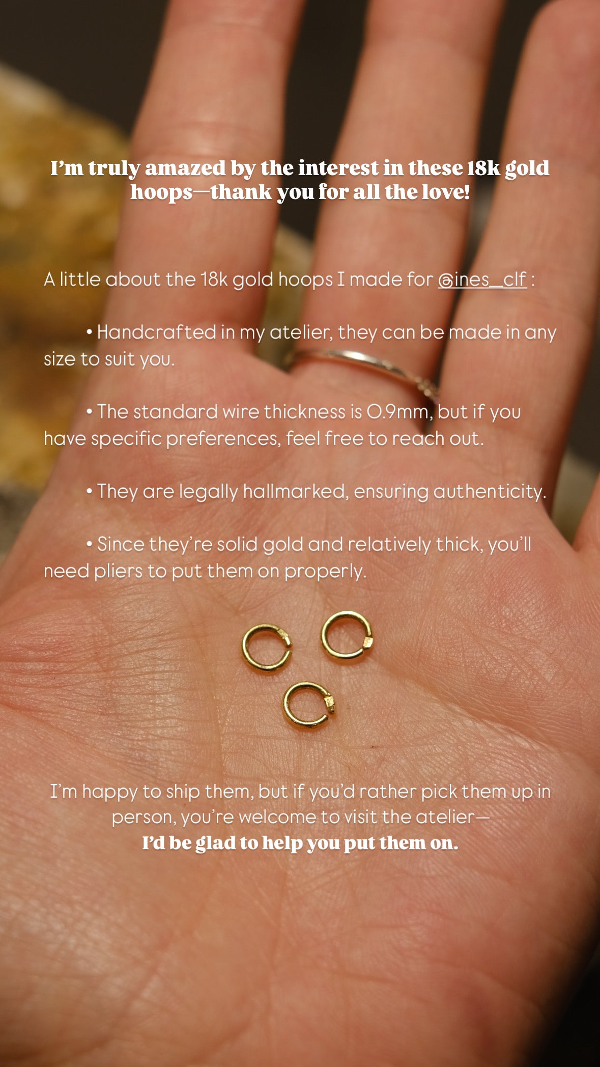 Tiny 18K solid Gold Cartilage hoop earring - 3mm to 6mm
