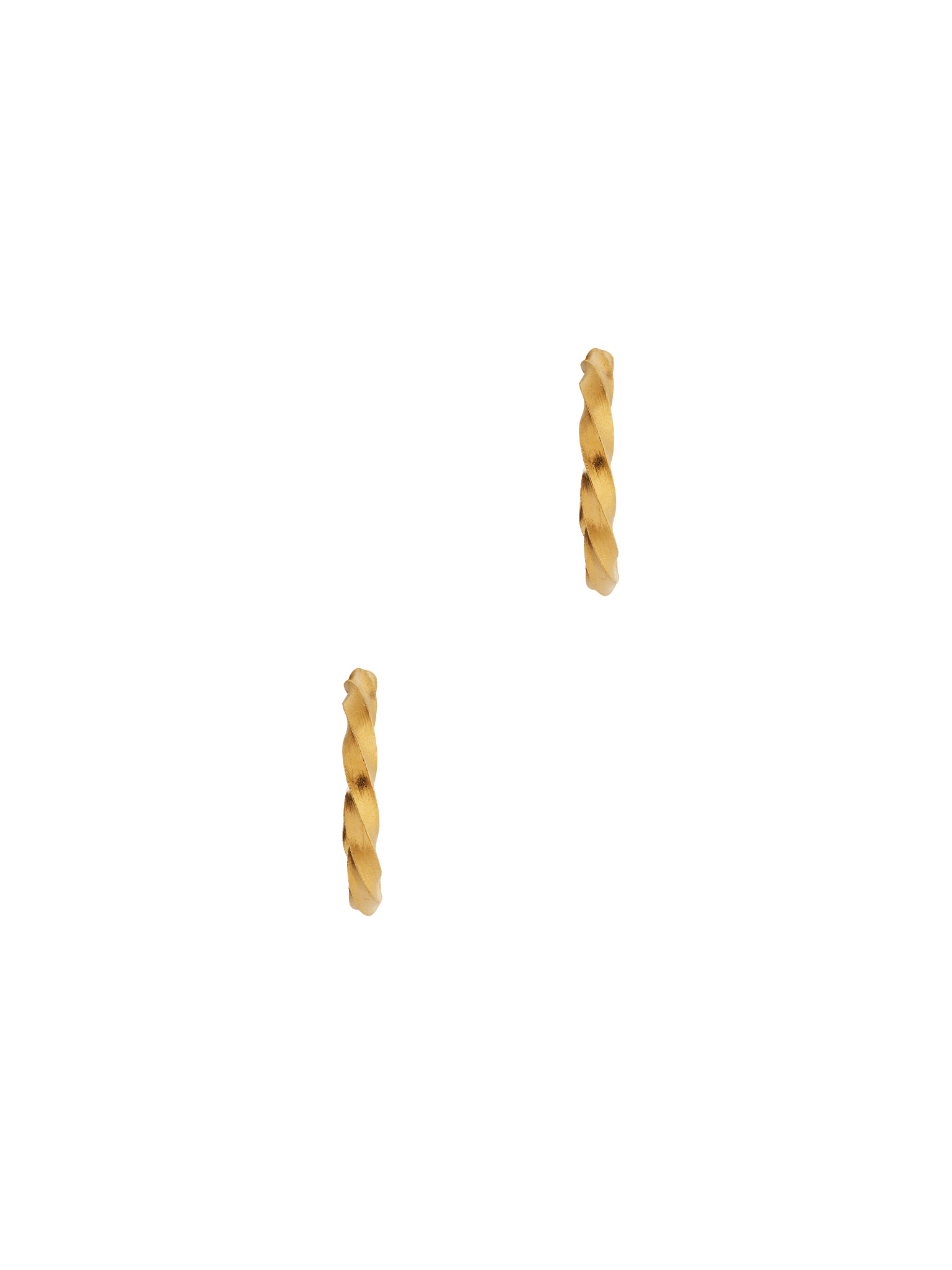 A pair of Essential Twisted Hoops by Cremilde Bispo Jewellery in Gold Plated Silver, on a white background.