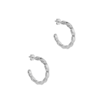 A pair of Essential Twisted Hoops by Cremilde Bispo Jewellery in Sterling Silver, on a white background.