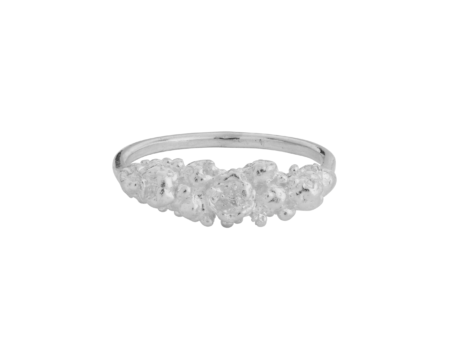 A Cremilde Bispo Jewellery Blooms Ring, in sterling silver, adorned with a beautiful cluster of organic, nature inspired embellishments.