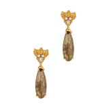 A pair of gold plated Silver Cremilde Bispo Jewellery Muse III Labradorite earrings with quartz and pearls.