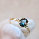 Thetis Oval Cut Australian Sapphire & round Brilliant Cut Diamonds Engagement Ring