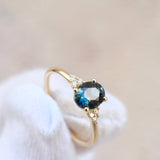 Thetis Oval Cut Australian Sapphire & round Brilliant Cut Diamonds Engagement Ring