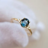 Thetis Oval Cut Australian Sapphire & round Brilliant Cut Diamonds Engagement Ring