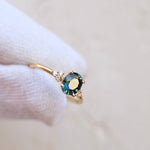 Thetis Oval Cut Australian Sapphire & round Brilliant Cut Diamonds Engagement Ring