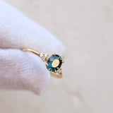 Thetis Oval Cut Australian Sapphire & round Brilliant Cut Diamonds Engagement Ring