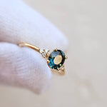 Thetis Oval Cut Australian Sapphire & round Brilliant Cut Diamonds Engagement Ring