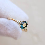Thetis Oval Cut Australian Sapphire & round Brilliant Cut Diamonds Engagement Ring