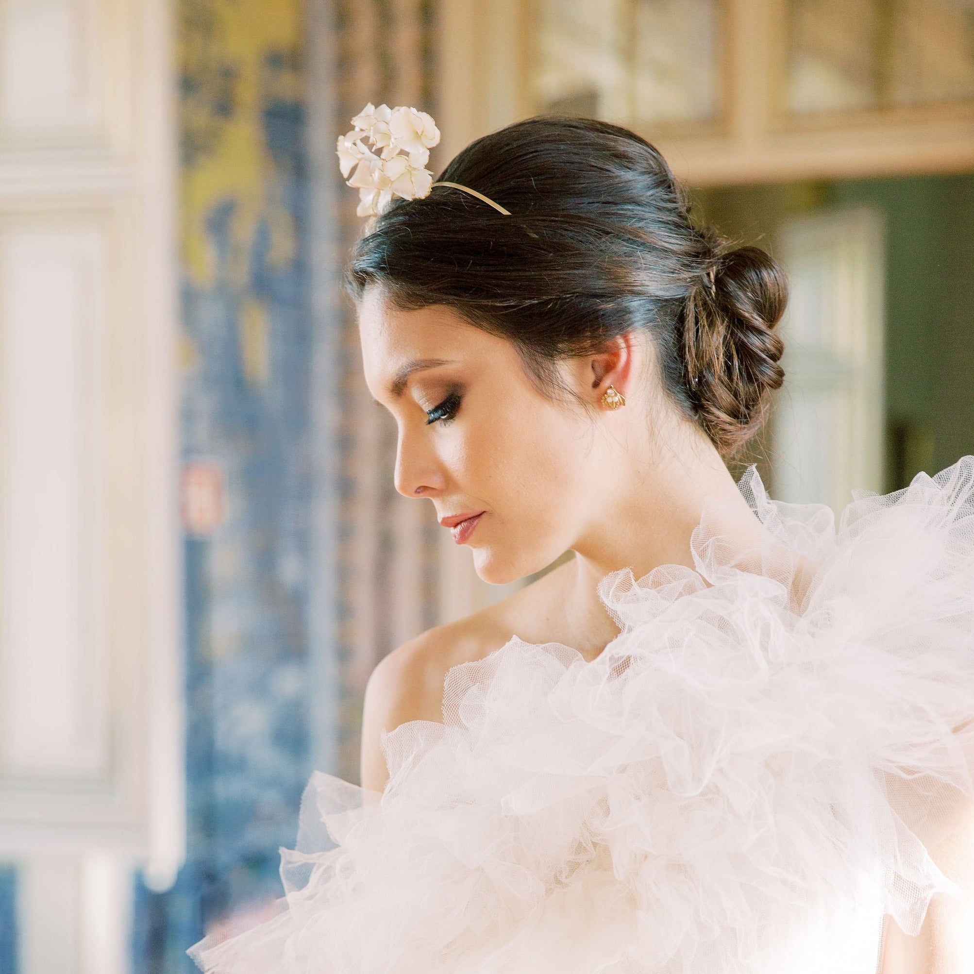 Bride with Gold Plated Earrings