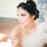 Bride with wedding dress and Gold Plated Earrings
