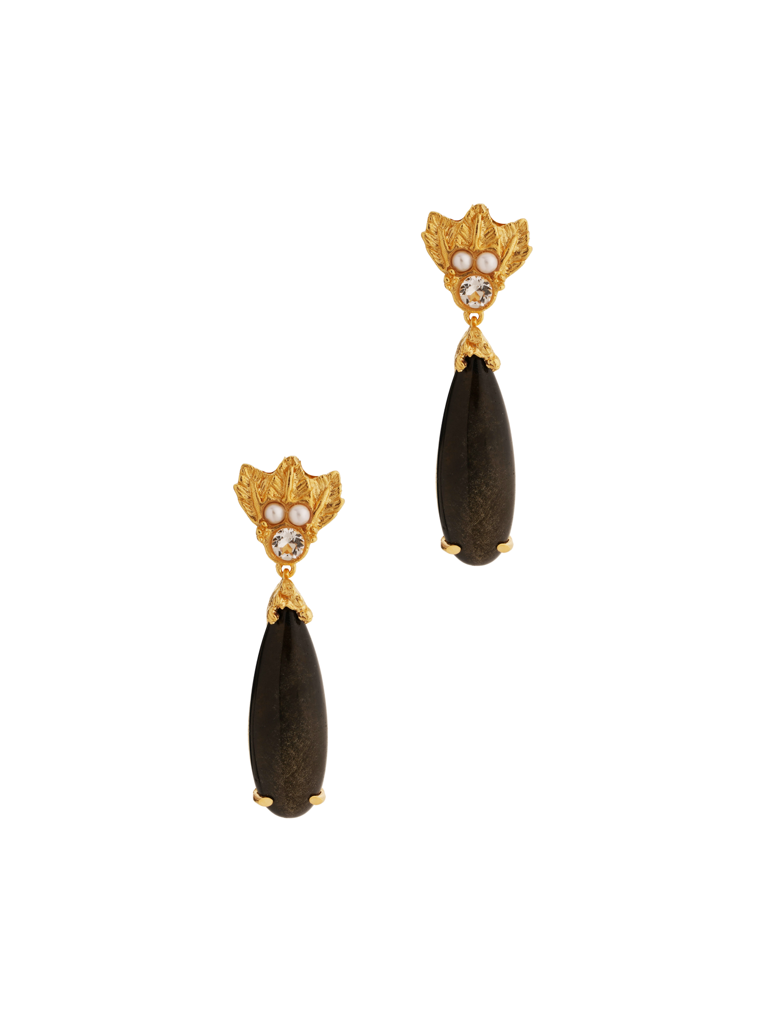 Elegant The Muse III Obsidian onyx and diamond earrings by Cremilde Bispo Jewellery.