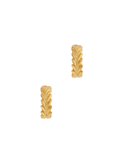 The Essential Leaf Hoops Gold plated silver, from Cremilde Bispo Jewellery, showcasing leaf-like hand-sculpted details.