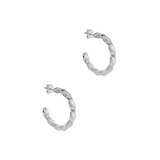 A pair of Essential Twisted Hoops by Cremilde Bispo Jewellery in Sterling Silver, on a white background.
