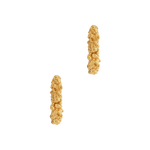 A pair of The Garden Hoops by Cremilde Bispo Jewellery in Gold Plated Silver, with hand-carved nature inspired motifs.