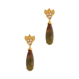 A pair of Cremilde Bispo Jewellery's Muse III Agata Moss earrings, with Quartz and pearls, in Gold Plated Silver. 