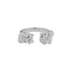 A handcrafted Cremilde Bispo Jewellery Valley ring adorned with two diamonds.
