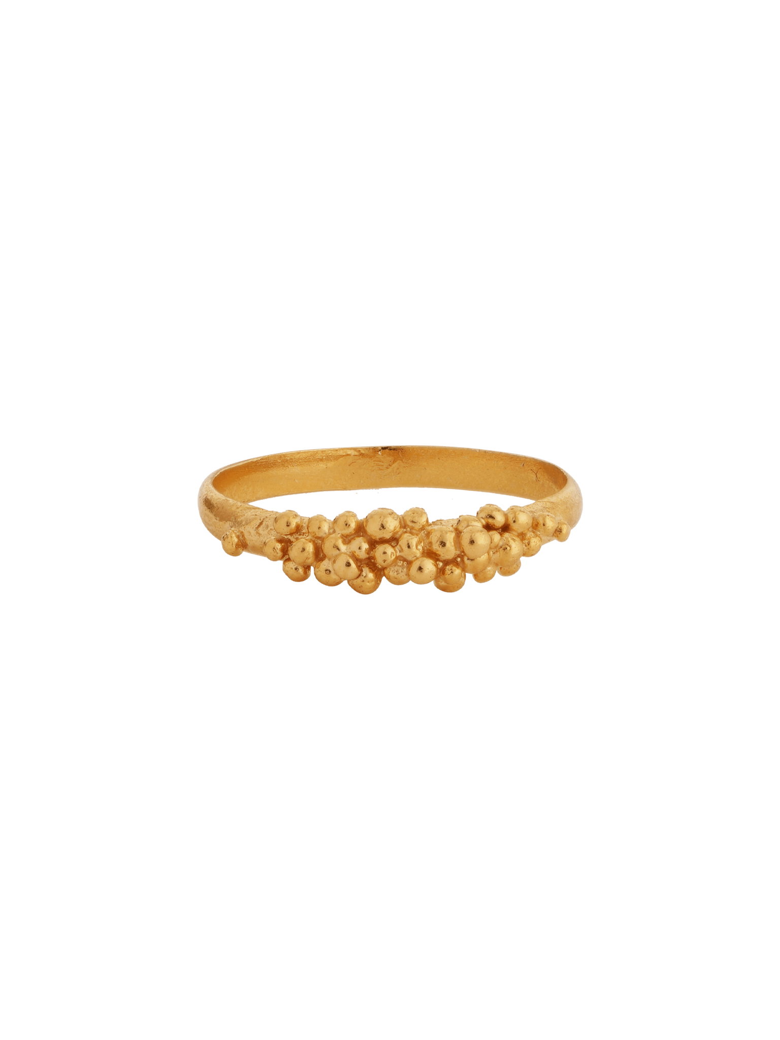 Gold ring with a front full of granites.