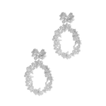 A pair of Cremilde Bispo Jewellery Garden's Delight statement earrings. Handcrafted from sterling silver, these earrings feature meticulously hand-sculpted floral accents and an elegant drop-shaped design that gently sways with grace.