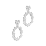 A pair of Cremilde Bispo Jewellery Garden's Delight statement earrings. Handcrafted from sterling silver, these earrings feature meticulously hand-sculpted floral accents and an elegant drop-shaped design that gently sways with grace.