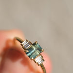 Alice Emerald Cut Australian Sapphire & Baguette Diamonds Engagement Ring