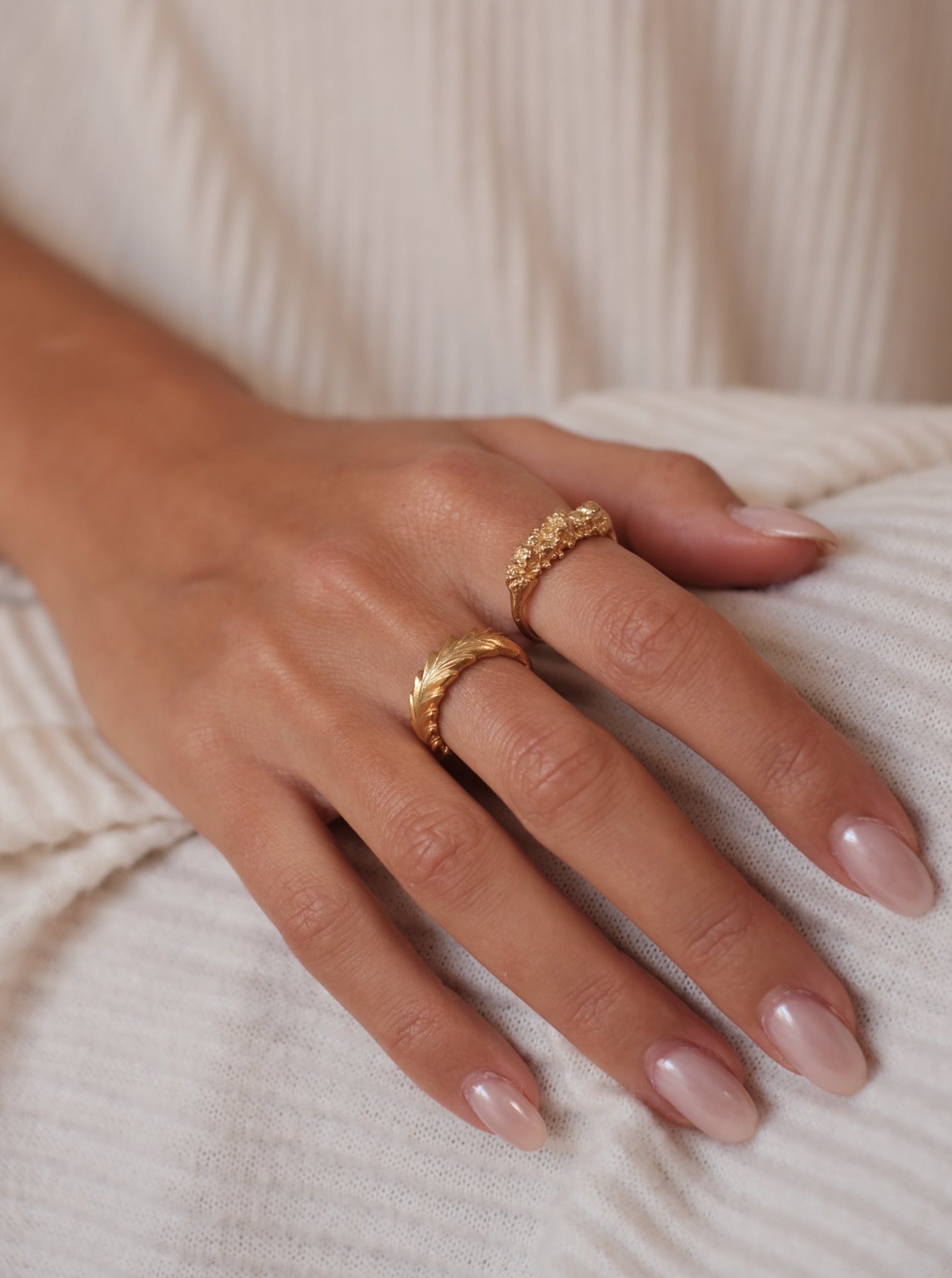 Gold Plated Sterling Silver Sculpted Leaf Ring