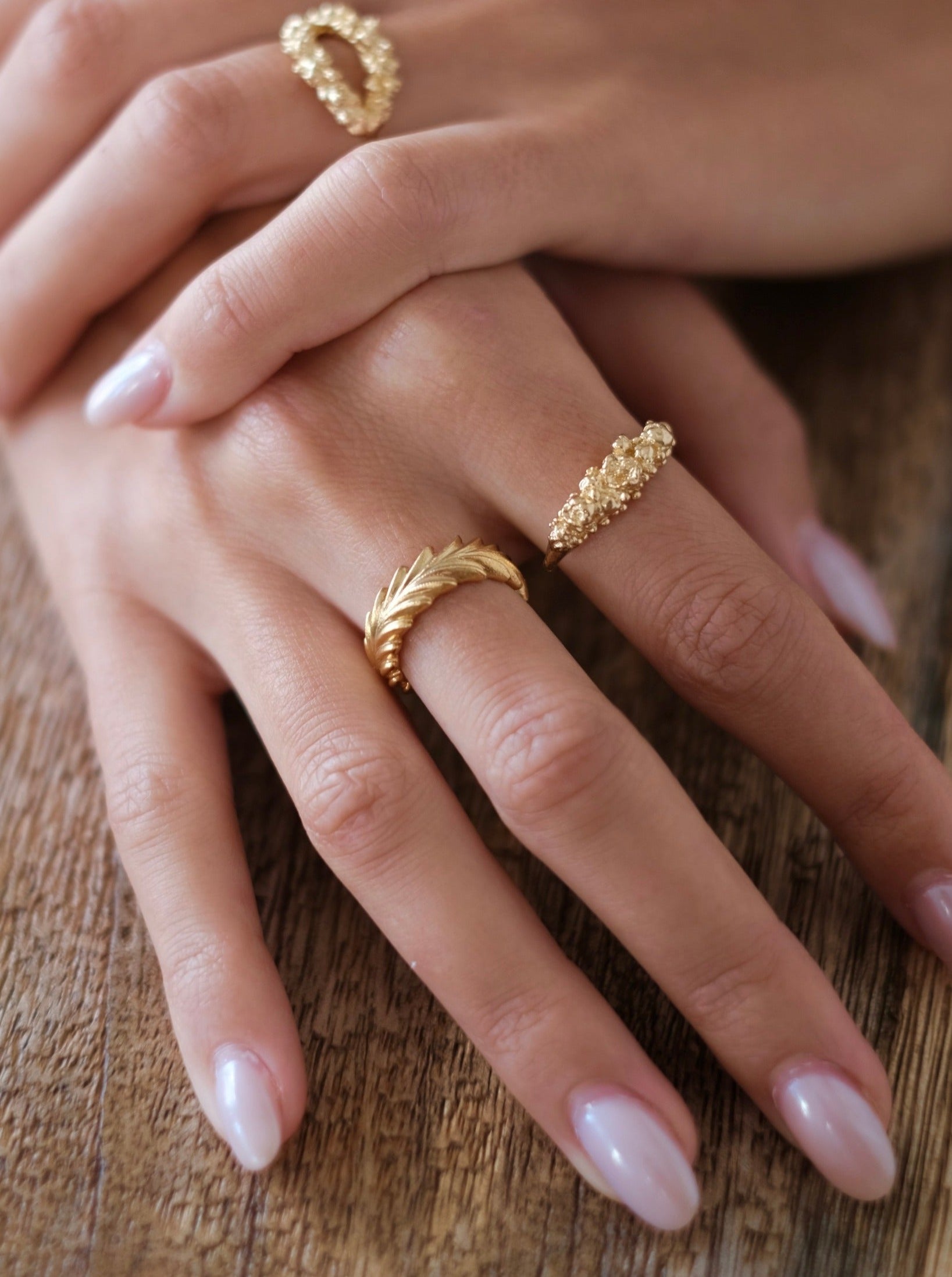 Gold Plated Sterling Silver Sculpted Leaf Ring