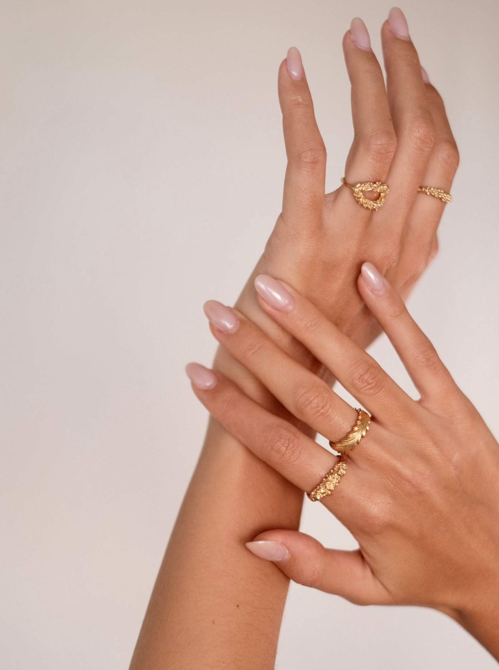 Gold Plated Sterling Silver Sculpted Leaf Ring